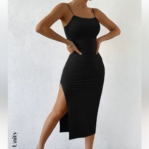 Black midi open black dress